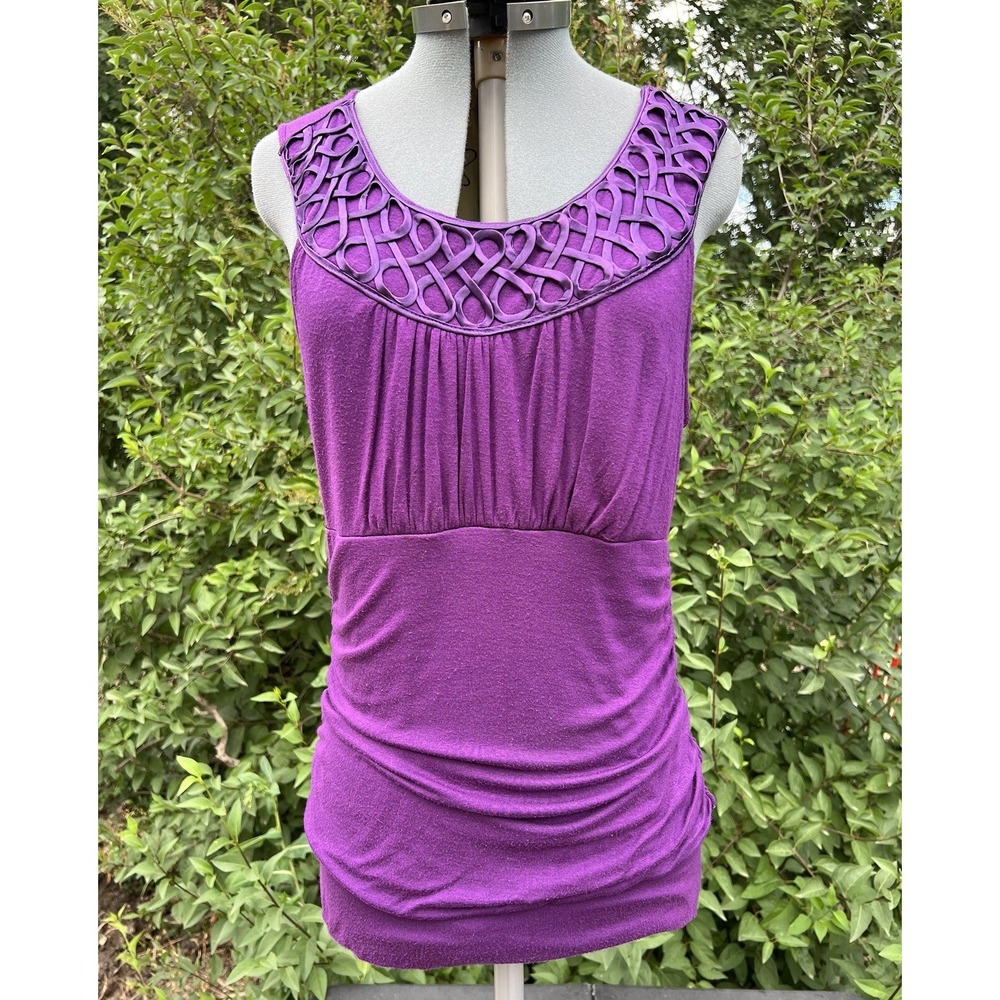 Maurice's‎ Pullover Tank Top Purple Satin Fancy Neckline Women's Size Medium EUC